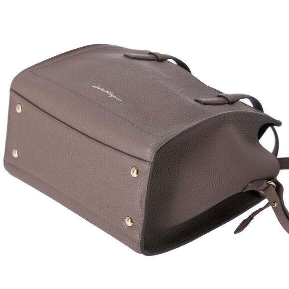 Salvatore Ferragamo Amy Handbag Gray Beige Leather Small Crossbody - Picture 5 of 8